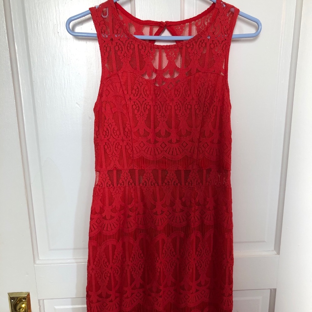 Coral lace dress